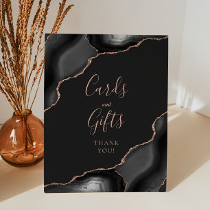 Signe De Table Agate Black Rose Gold Dark Wedk Cartes et Cadeaux