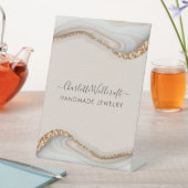 Signe De Table Agate de Parties scintillant en or rose du concept (In SItu)
