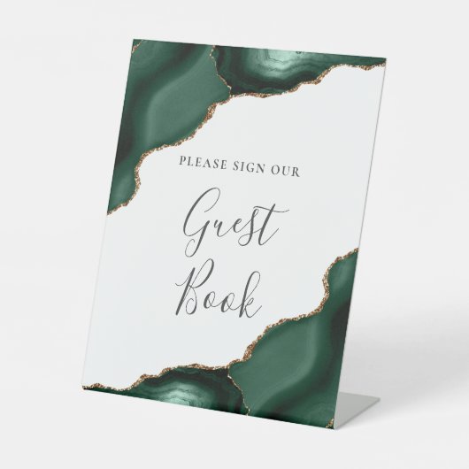 Signe De Table Agate Emerald Green Livre d'invité Mariage blanc (Recto)