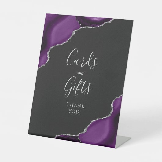 Signe De Table Agate Purple Silver Dark Wedk Cartes Cadeaux (Recto)