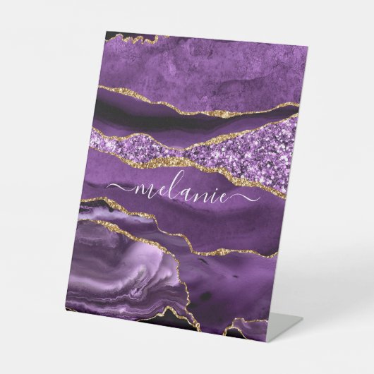 Signe De Table Agate Violet violet or Parties scintillant Géode N (Recto)