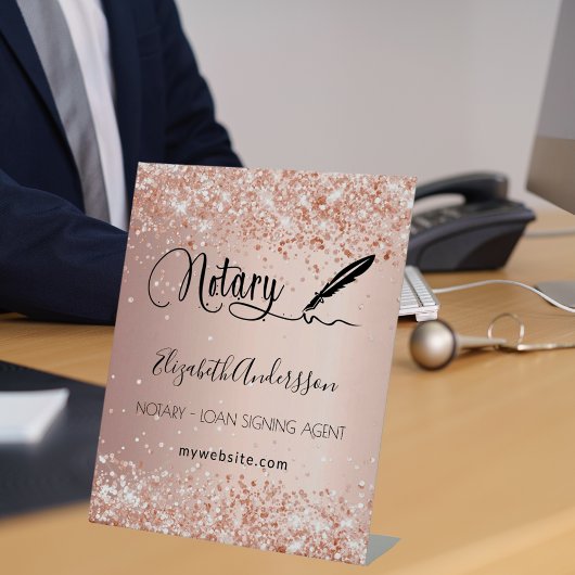 Signe De Table Agent de signature de prêt notaire rose or blush