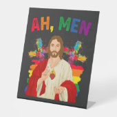 Signe De Table Ah Men Funny LGBT Gay pride Jesus Christian (Recto)