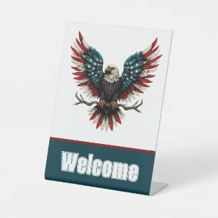 Signe De Table Aigle rustique patriotique américain/américain cha