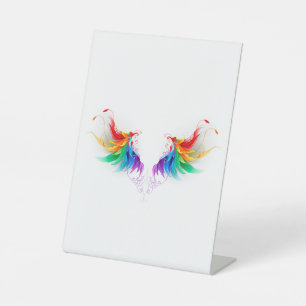 Signe De Table Ailes fluffy arc-en-ciel