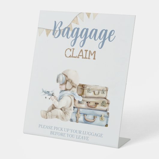 Signe De Table Airplane Aviator Pilot 1st Birthday Favors Baggage (Recto)