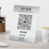 Signe De Table Ajouter QR Code Venmo Small Business Silver (In SItu)