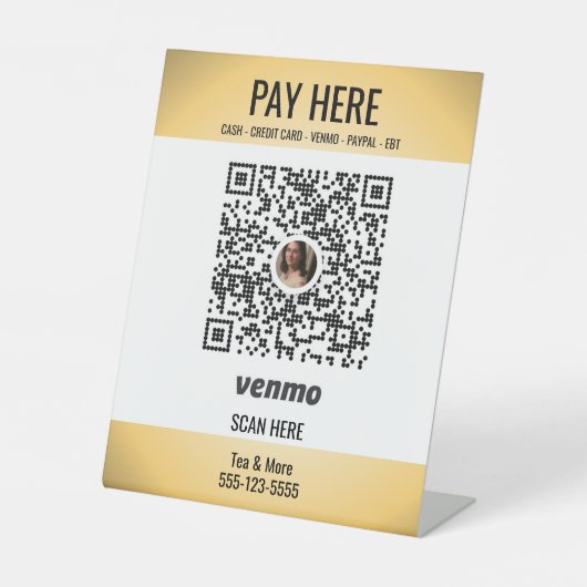 Signe De Table Ajouter un code QR Venmo Small Business (Recto)