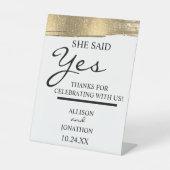 Signe De Table Ajouter un nom Elle a dit Oui Gold Parties scintil (Recto)