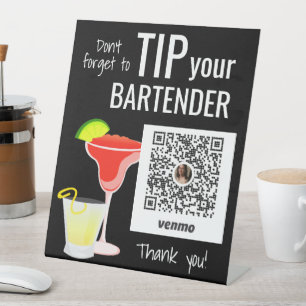 Signe De Table Ajouter Venmo QR au pourboire Votre barman
