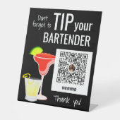 Signe De Table Ajouter Venmo QR au pourboire Votre barman (Recto)