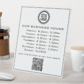 Signe De Table Ajouter votre logo Code QR Heures d'ouverture d'en (In SItu)
