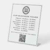 Signe De Table Ajouter votre logo Code QR Heures d'ouverture d'en (Recto)