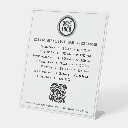 Signe De Table Ajouter votre logo Code QR Heures d'ouverture d'en (Recto)