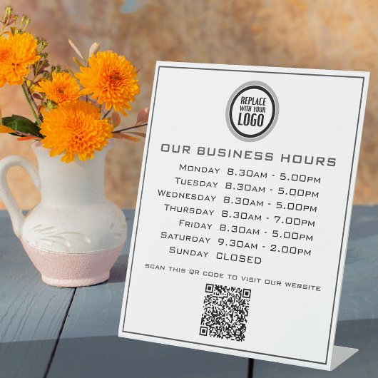 Signe De Table Ajouter votre logo Code QR Heures d'ouverture d'en
