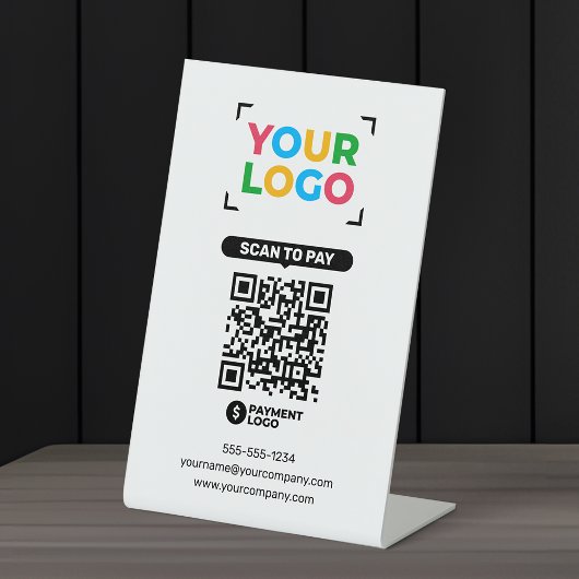 Signe De Table Ajoutez Votre Logo Scan Simple Pour Payer Code QR