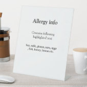 Signe De Table Alerte d'allergie alimentaire ajouter le nom du te (In SItu)