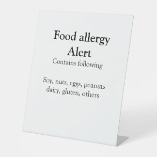 Signe De Table Alerte d'allergie alimentaire ajouter le nom texte