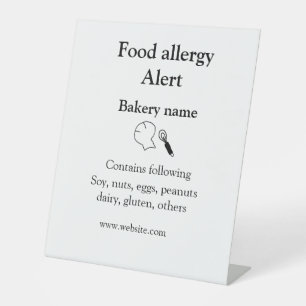 Signe De Table Alerte d'allergie alimentaire ajouter le nom texte
