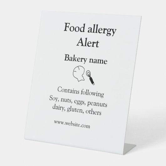 Signe De Table Alerte d'allergie alimentaire ajouter le nom texte (Recto)