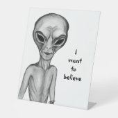 Signe De Table Alien gris, je veux croire (Recto)