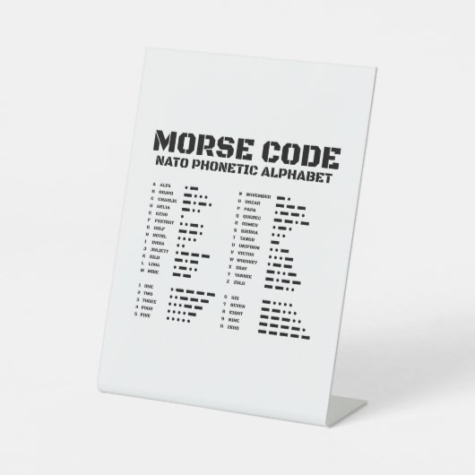 Signe De Table Alphabet phonétique de l'OTAN, Morse Code, Aviatio (Recto)