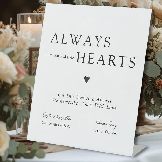 Signe De Table Always In Our Hearts Wedding Remembrance 