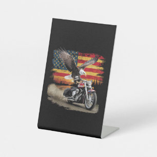 Signe De Table American Flag Mocycle Tshirt USA Flag Bike Ret