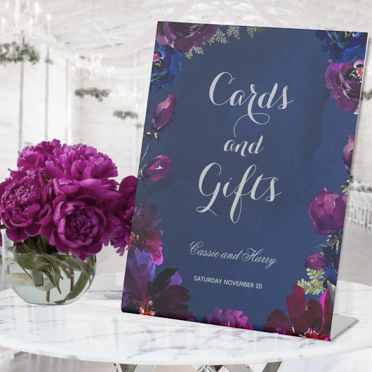 Signe De Table Amethyst Sapphire Navy Jewel Tone Cartes & Cadeaux