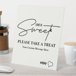 Signe De Table Amour élégant est doux calligraphie Cœur Simple