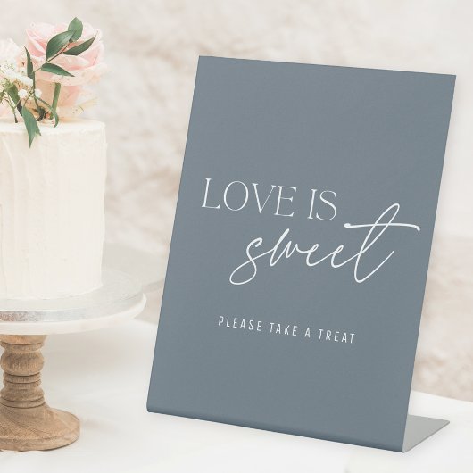 Signe De Table Amour Moderne en Bleu Acier Table de Mariage Douce
