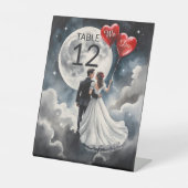 Signe De Table Amour romantique sur un nuage Mariage de conte de (Recto)