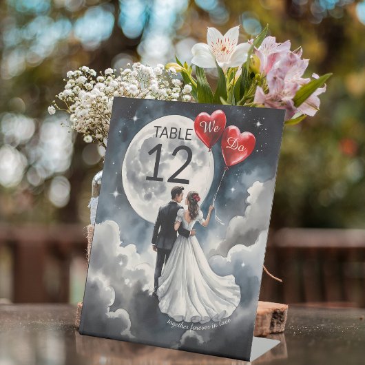 Signe De Table Amour romantique sur un nuage Mariage de conte de