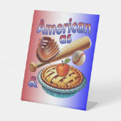 Signe De Table Amusant américain comme Baseball & Pomme Pie (Recto)