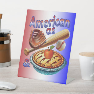 Signe De Table Amusant américain comme Baseball & Pomme Pie
