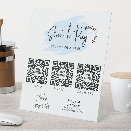 Signe De Table Analyse d'entreprise pour payer 3 codes QR Aquarel (In SItu)