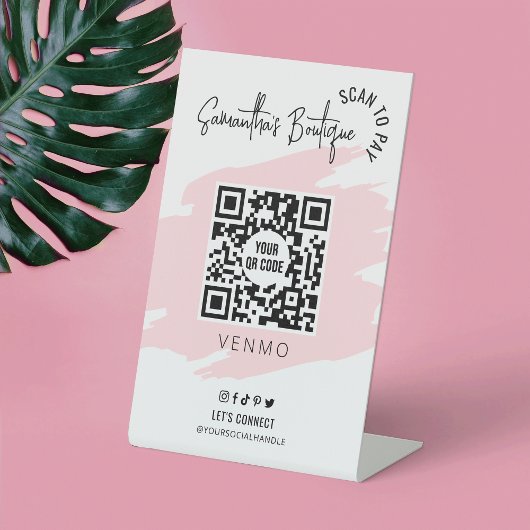 Signe De Table Analyse d'entreprise pour payer QR Code Feminine R