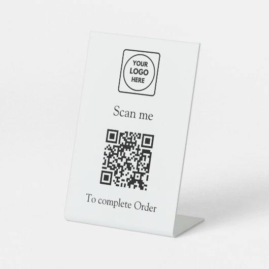 Signe De Table Analyse du code QR sur commande | Logo d'entrepris (Recto)