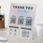 Signe De Table Analyse holographique en argent pour payer 3 QR Co (In SItu)