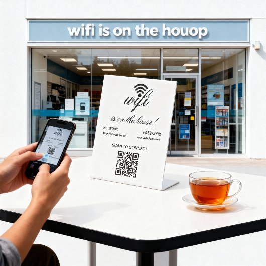 Signe De Table Analyse Internet Wi-Fi de code QR personnalisée po