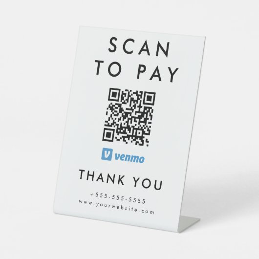 Signe De Table Analyse professionnelle pour payer Venmo QR Code B (Recto)