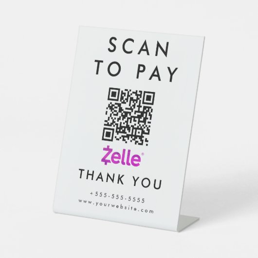 Signe De Table Analyse professionnelle pour payer Zelle QR Code b (Recto)
