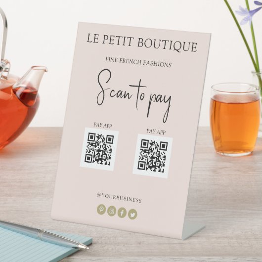 Signe De Table Analyser brillamment pour payer 2 codes QR (In SItu)