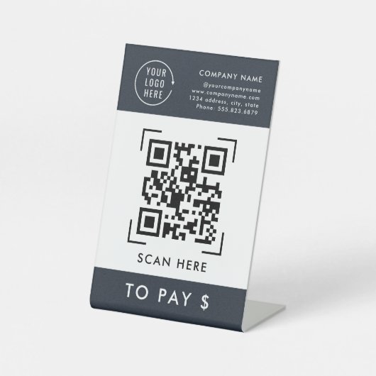 Signe De Table Analyser le code QR pour payer | Logo professionne (Recto)