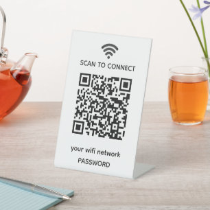 Signe De Table Analyser pour connecter le code qr du réseau Wi-Fi