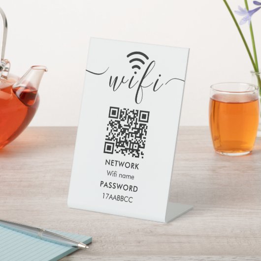 Signe De Table Analyser pour connecter le réseau Wifi QR Code Min (In SItu)