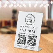 Signe De Table Analyser pour payer 2 codes QR Logo d'entreprise