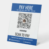 Signe De Table Analyser pour payer Ajouter Business QR Code Venmo (Recto)