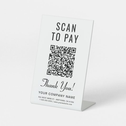 Signe De Table Analyser pour payer Créer votre code QR (Recto)