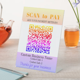 Signe De Table Analyser pour payer ici Signer le code QR personna